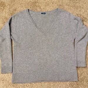 St. George Gray V Neck Cashmere Blend Sweater